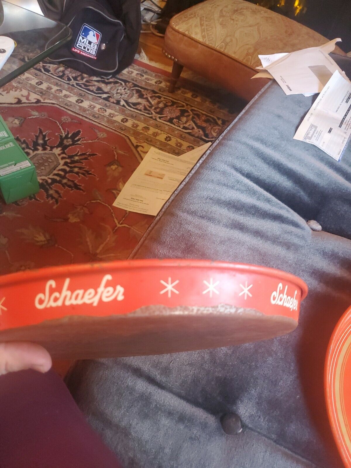 Vintage 1960's Era 12" Red Schaefer Beer Metal Beer Tray