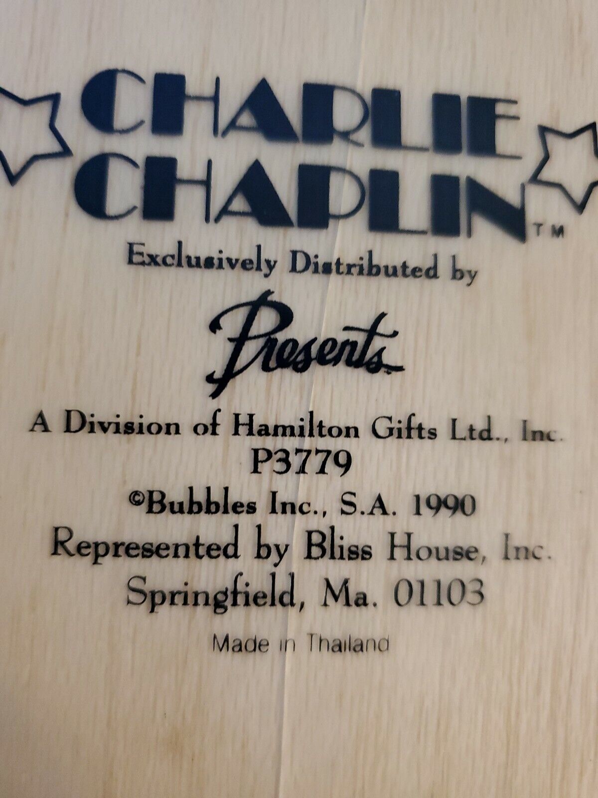 Hamilton Gift Ltd Charlie Chaplin Wooden Box P3779 Vintage 1990