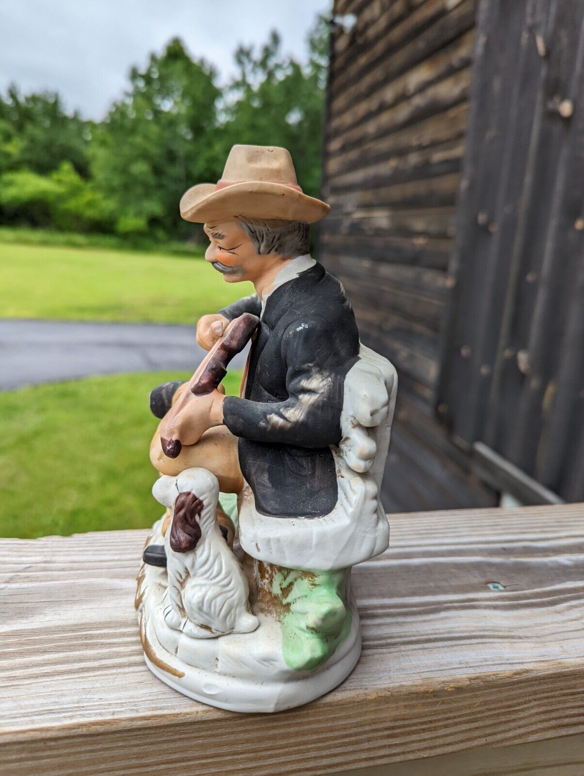 Old Man Playing his Violin Vintage Figurine Measures 8" Tall  Homco