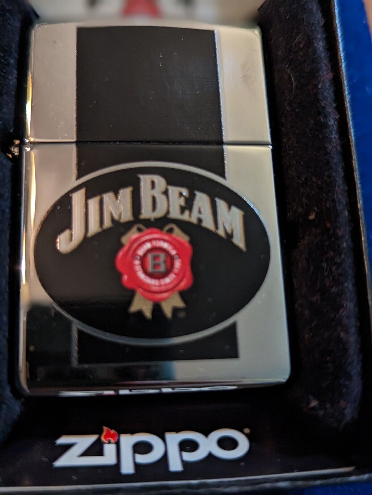 Classy Polished Chrome Jim Beam Zippo Lighter NIB