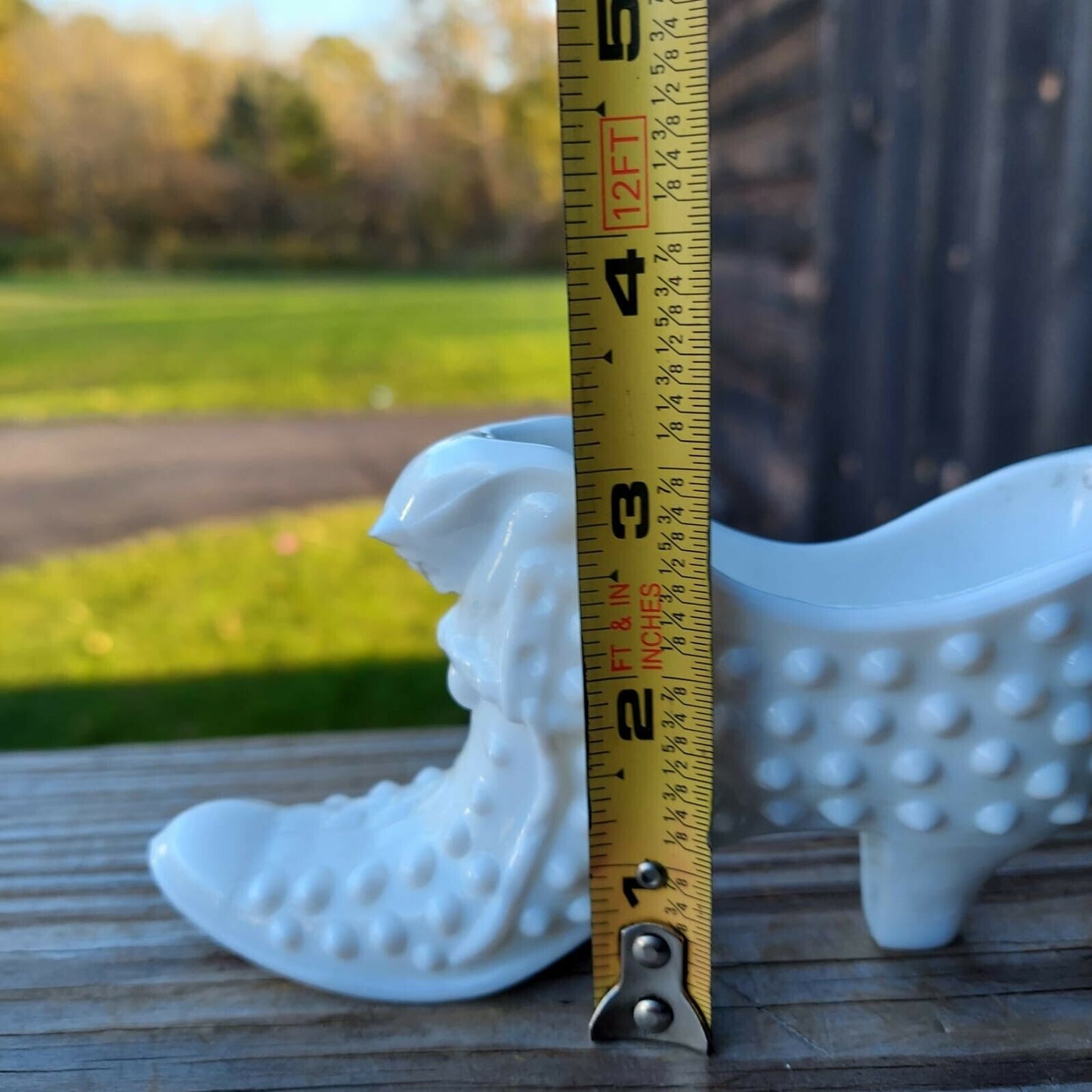 Vintage Fenton White Milk Hobnail Glass Shoe Slipper