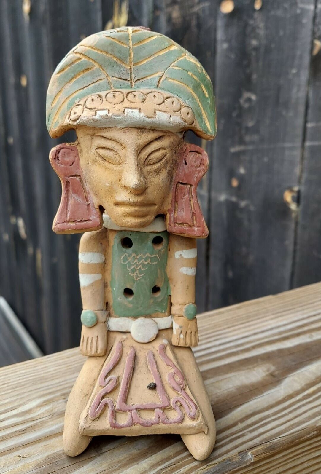 AZTEC MAYAN POTTERY FLUTE SCULPTURE