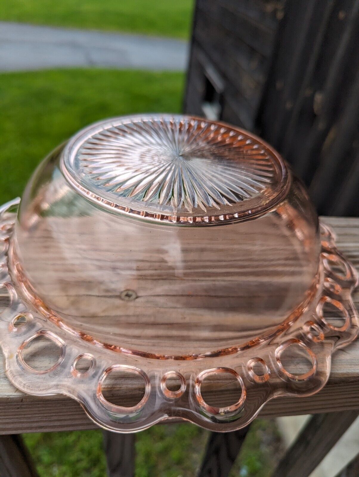 Vintage 1930's Anchor Hocking Old Colony Open Lace Pink Depression Glass Bowl