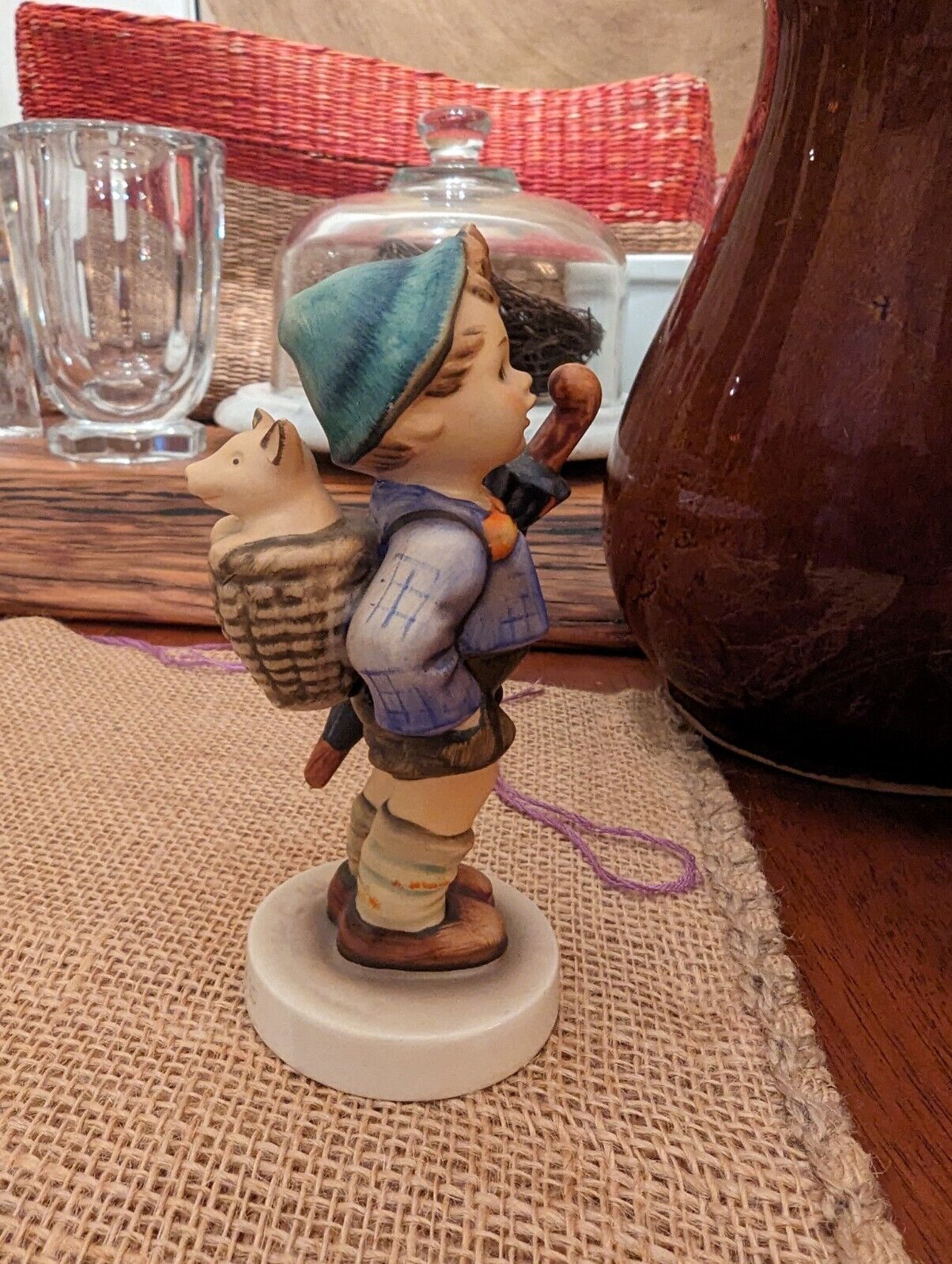 Goebel Hummel Vintage Figurine "Home from Market" w/ Pig - Made in West Germany