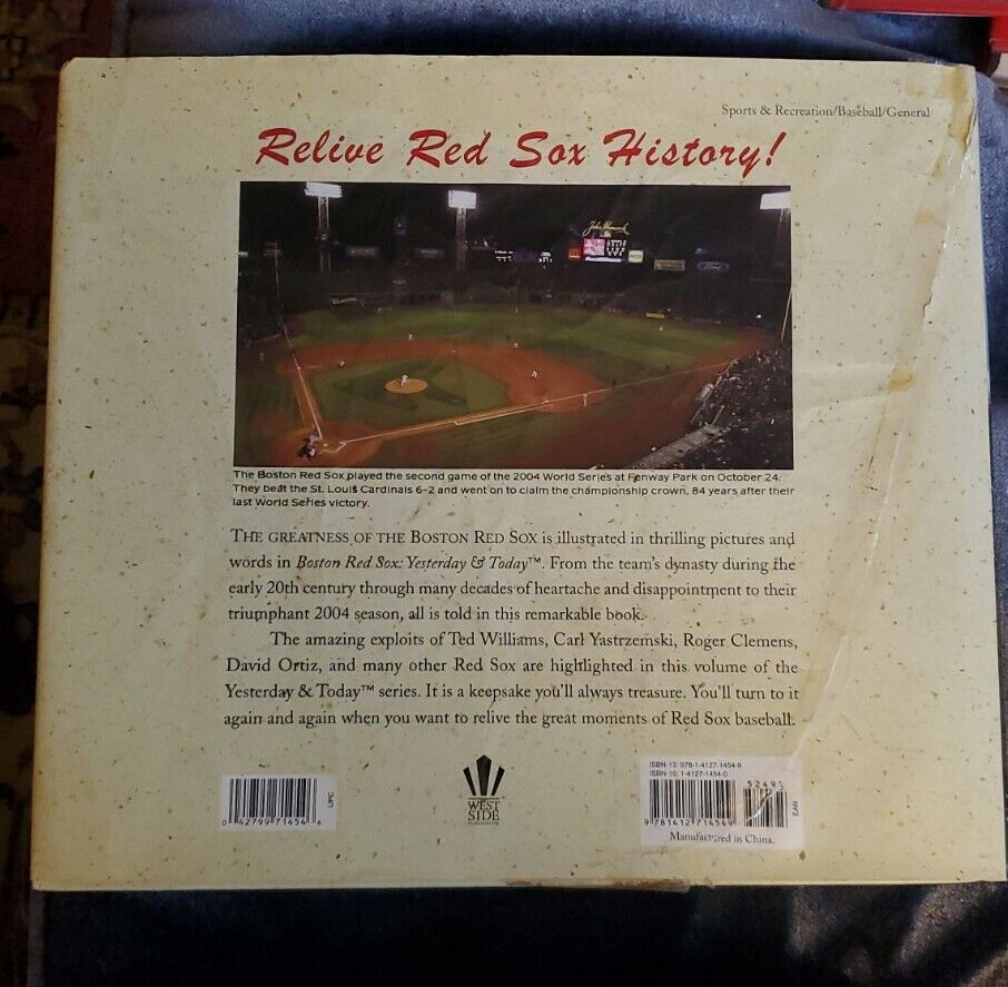 BOSTON RED SOX BOOK  YESTERDAY & TODAY BOOK RUTH WILLIAMS CLEMENS VAUGHN NEW