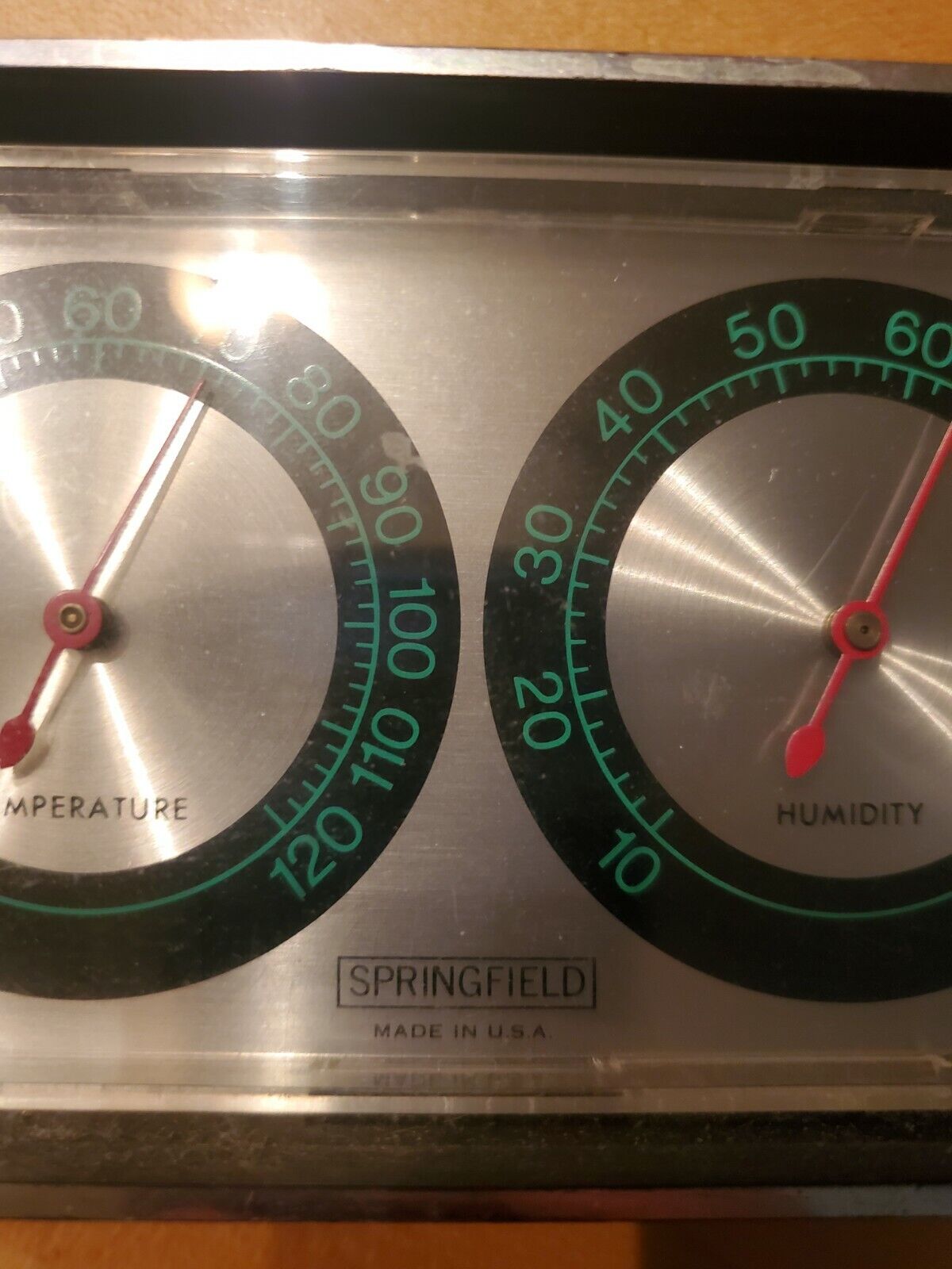 Springfield Temperature Humidity Weather Station Desk Thermometer Vintage USA