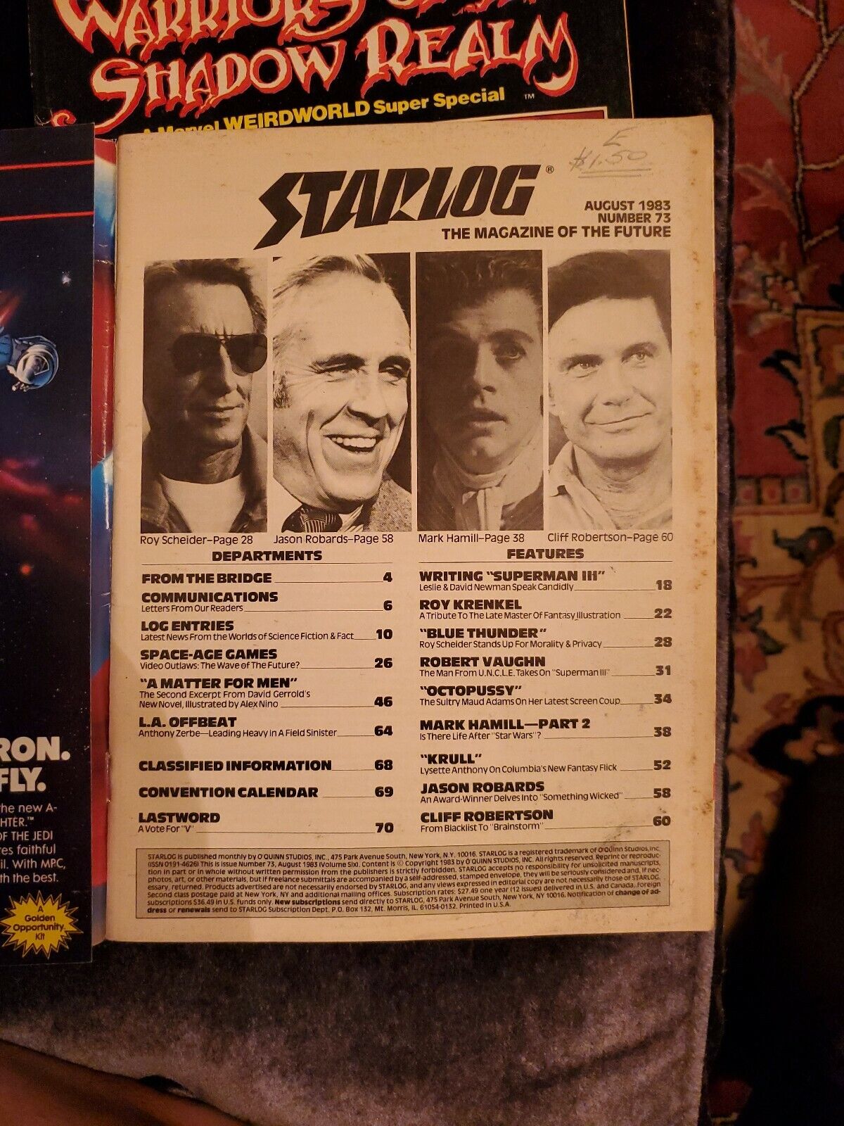 Starlog #73 magazine  August 1983 Robert Vaughn Maud Adams Roy Scheider