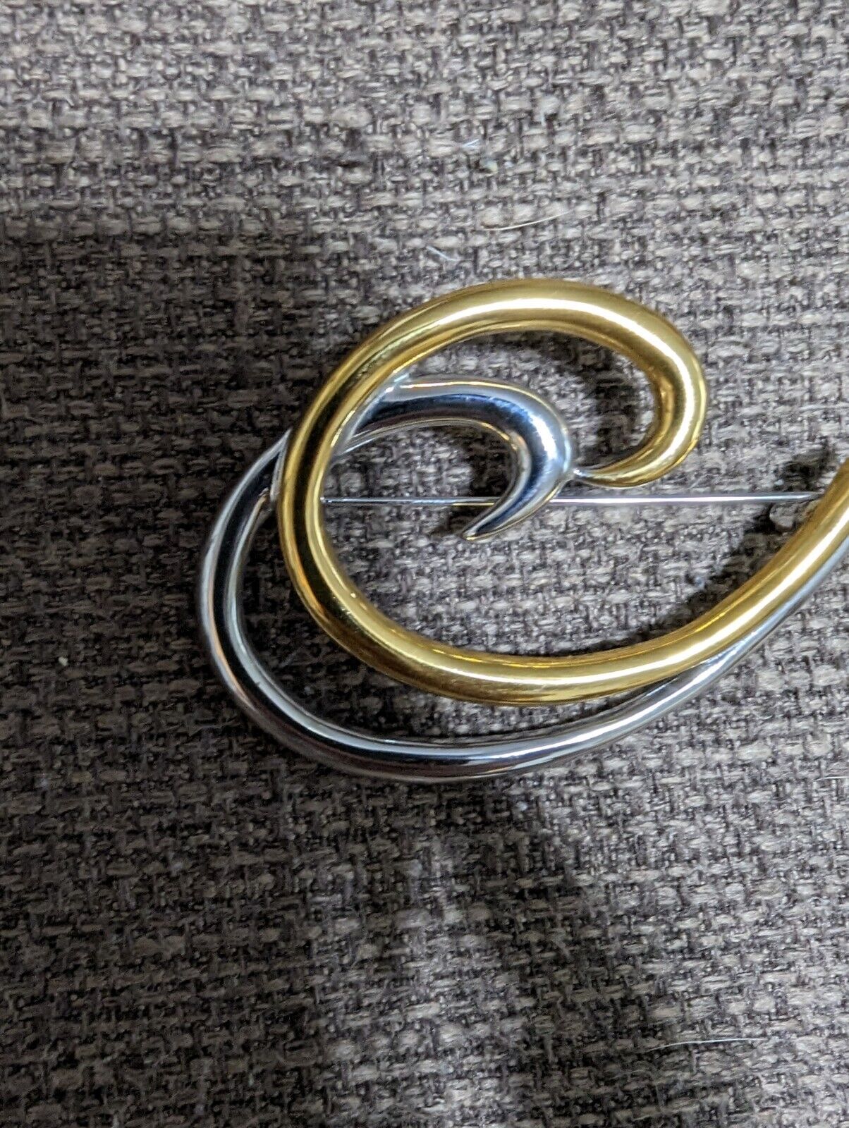 Vintage MONET Gold & Silver Tone Swirl  Brooch Pin