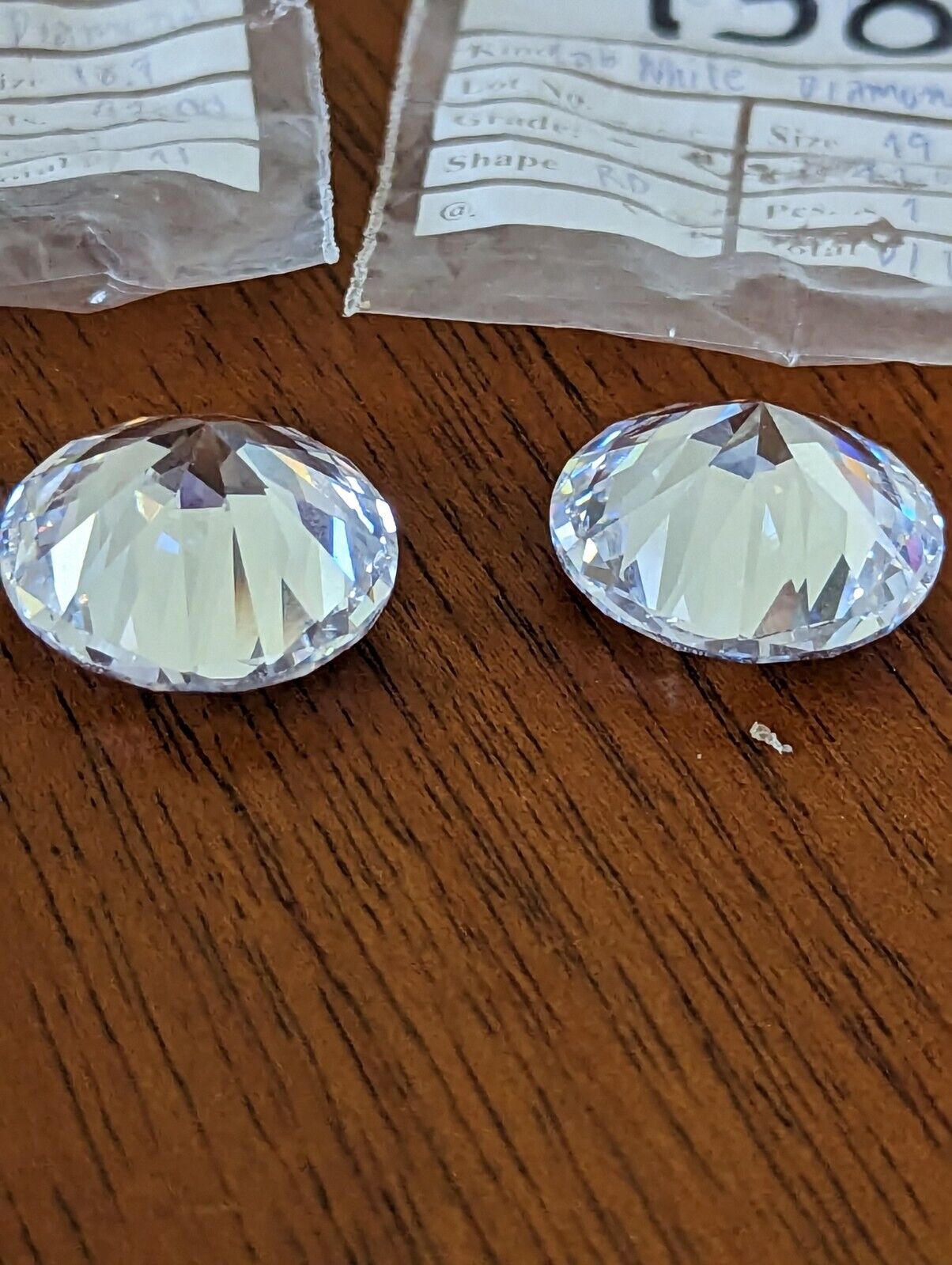 Matched Pair Of Round Lab White Diamonds 41 cts and 42 cts