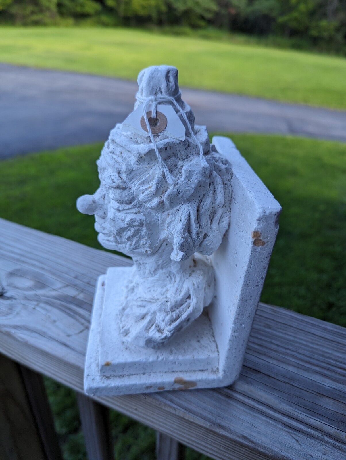 Vintage White Plaster Clown Bookend