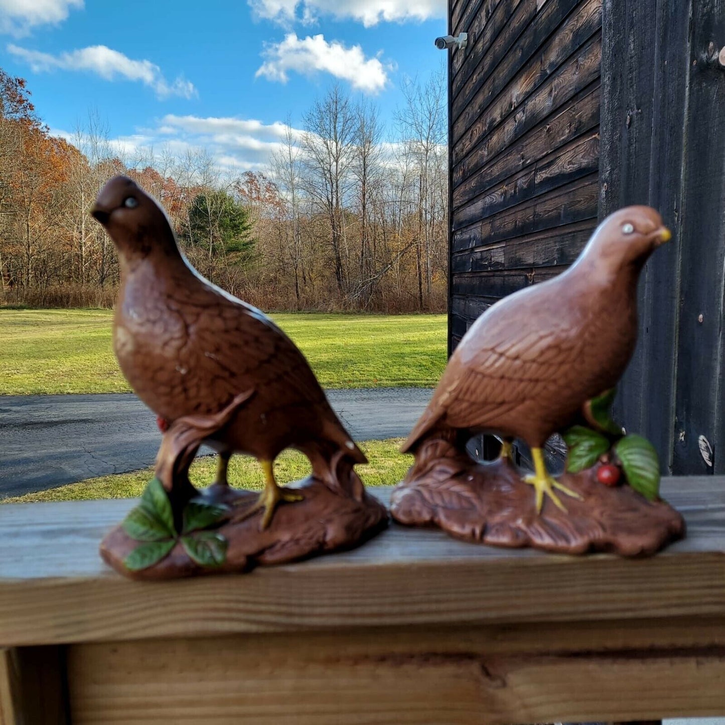 Holland Mold Quail Female Male Vintage Ceramic 1970 Birds Pleasant 6'' Figurine