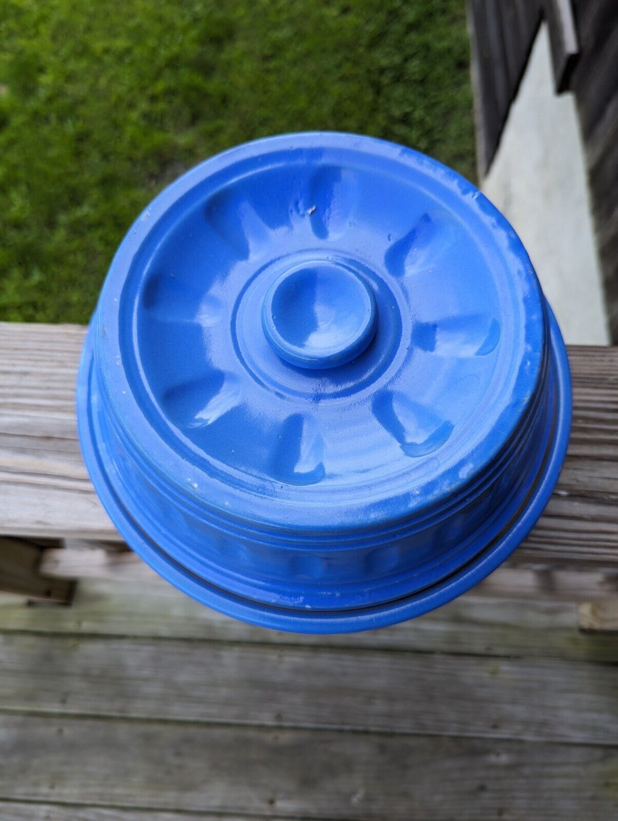 Monmouth Western Stoneware Casserole Dish & Lid Periwinkle Blue Vintage Nice