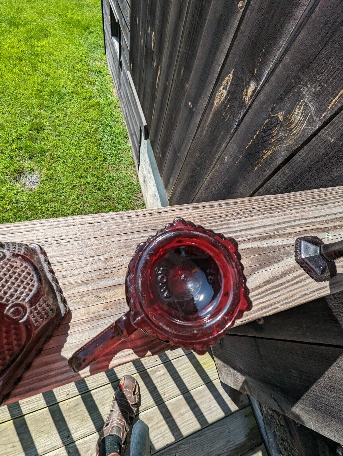 Three Avon Ruby Red Glass Ware Lot