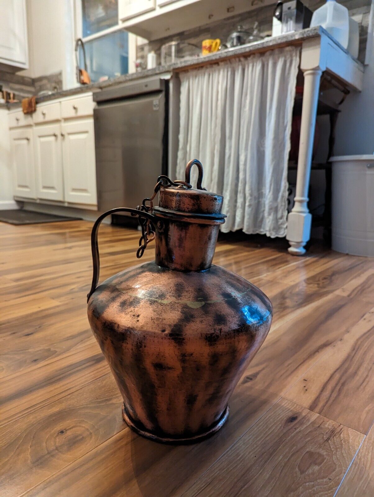 Vintage Large 10" Diameter 13" Tall Copper Brass Jug