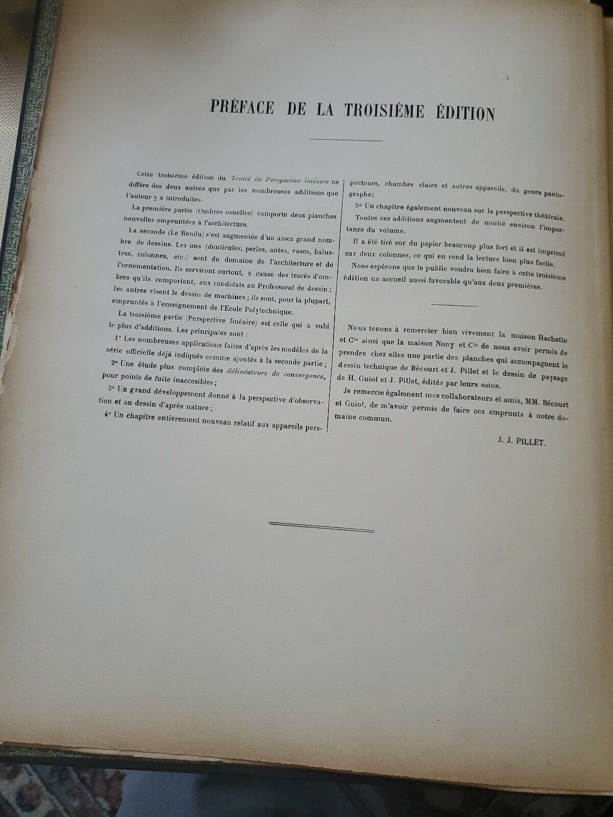 Traite Perspective linéaire By JJ Piller Paris 1901