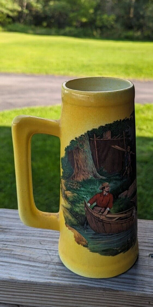 Starting Out Currier & Ives Ceramics Yellow Tall Beer Mug