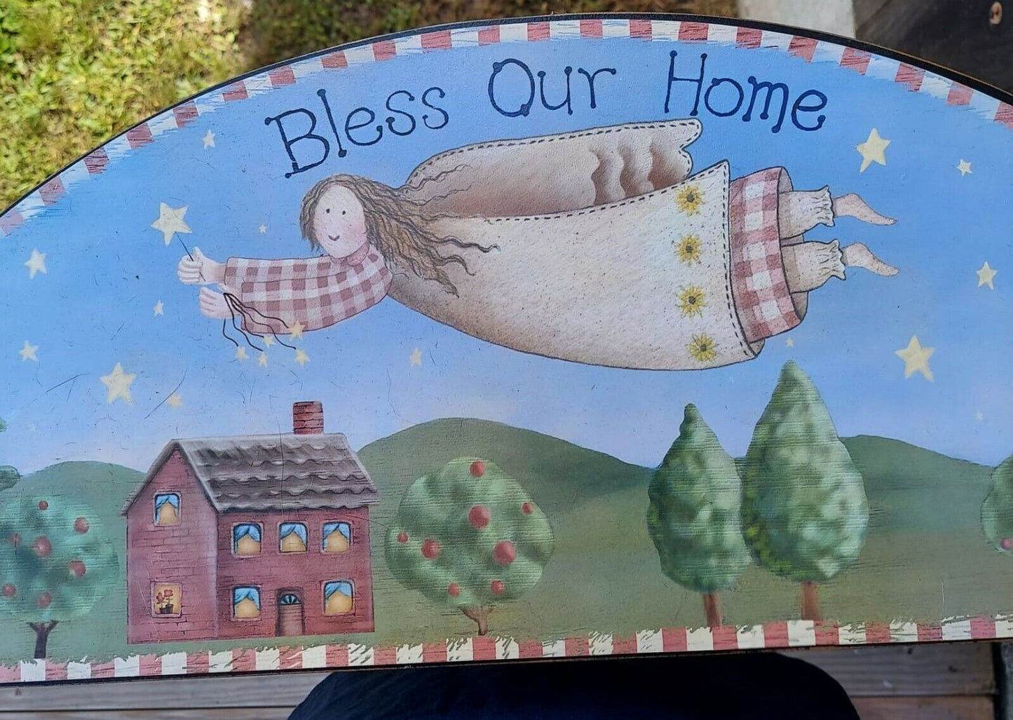 Bless Our Home Hand Painted Wood Wall Hanging