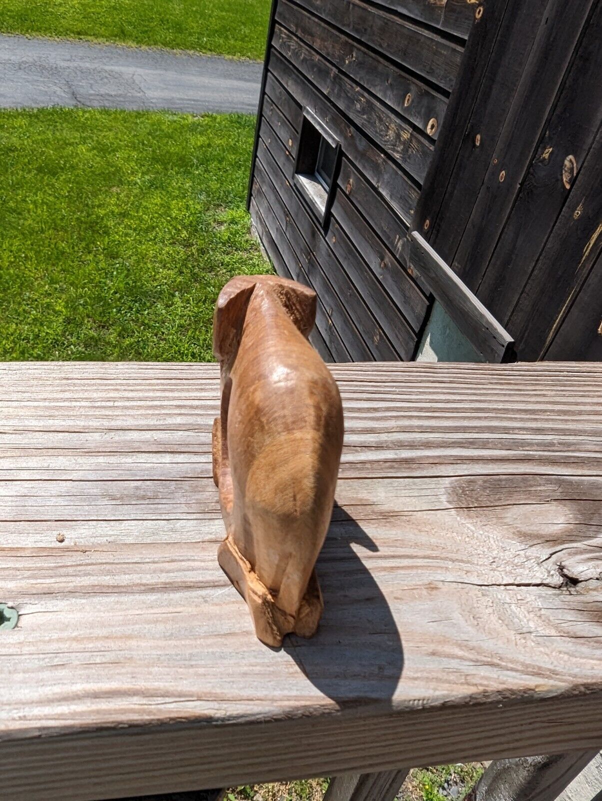 Vintage Small Hand Carved In Kenya Wooden Elephant 4"