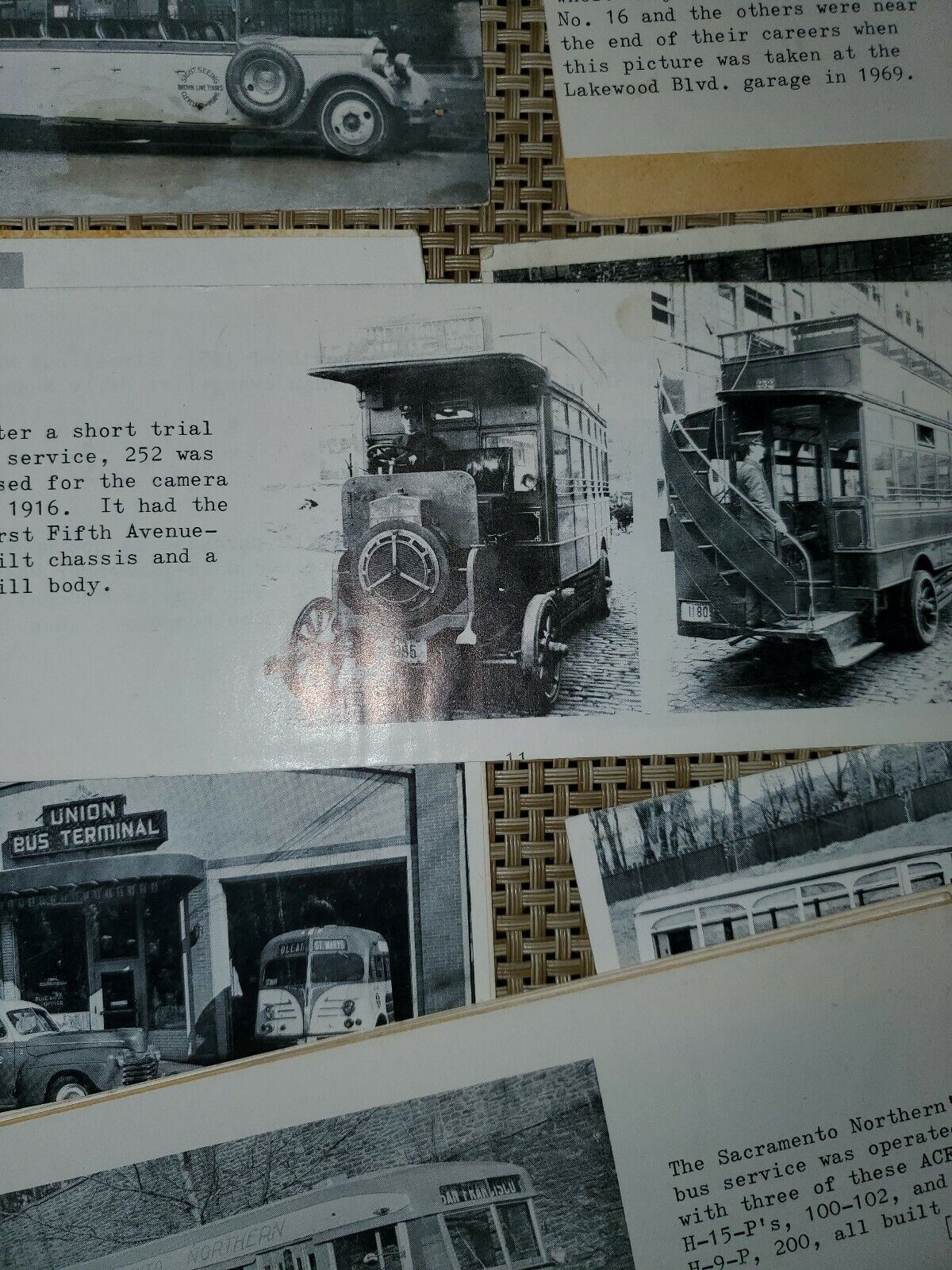 Early 1900s Buses Collection Picture Cards with typed written description.