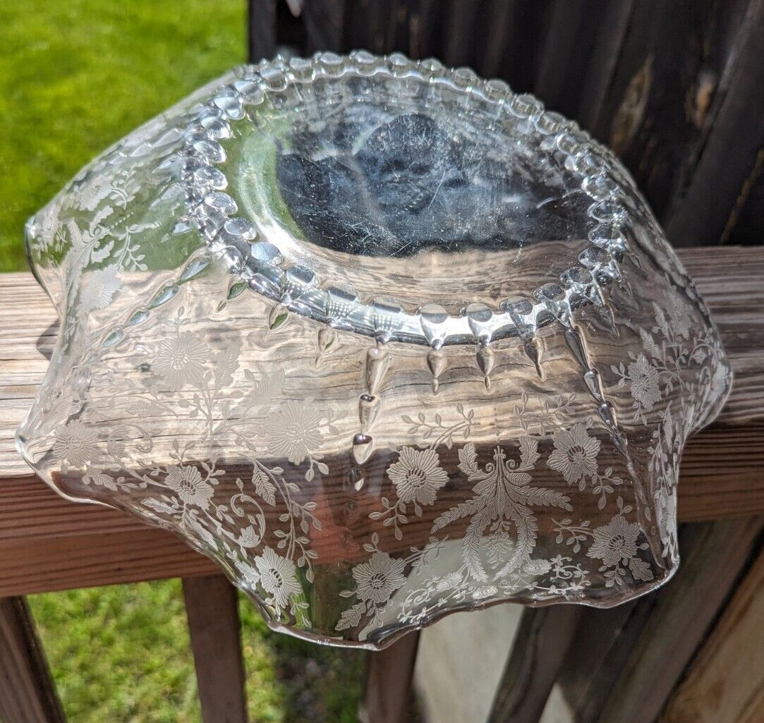 Vintage Ruffled Serving Bowl 1930s/1940s Raised Flower Basket Design 12"...