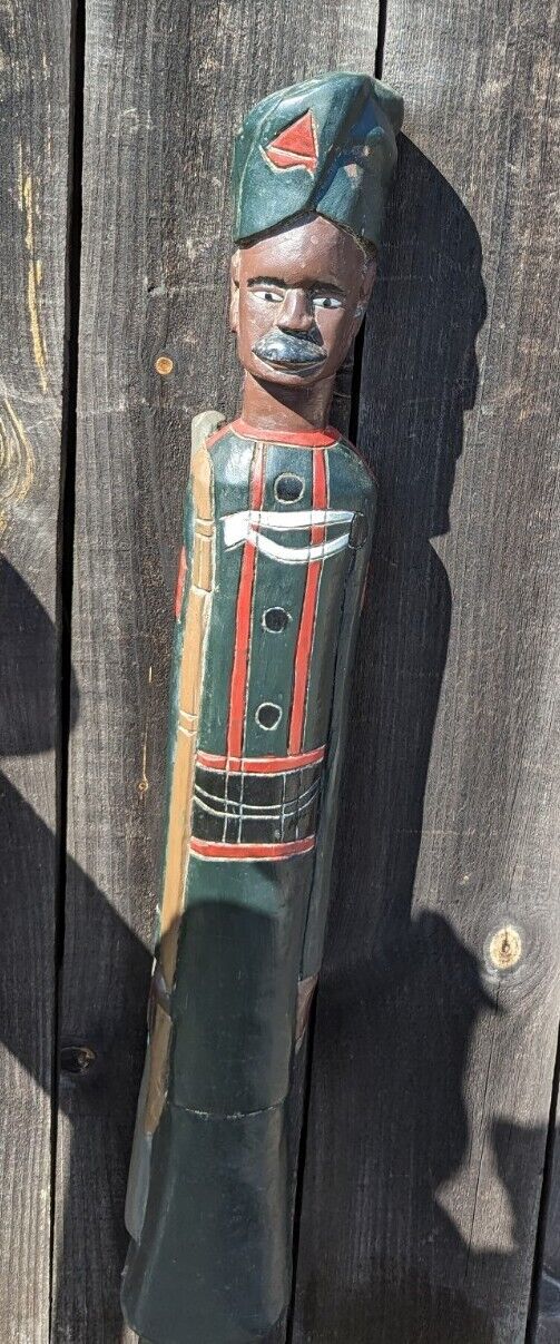 125th Napier Rifles 1905 Carved Wood Indian 3 Foot Tall Soldier Statue