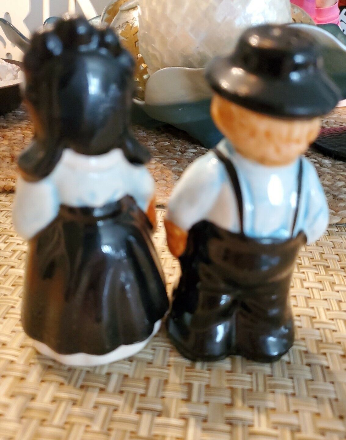 Vintage Large Porcelain Dutch Salt And Pepper Shakers 4.75" tall