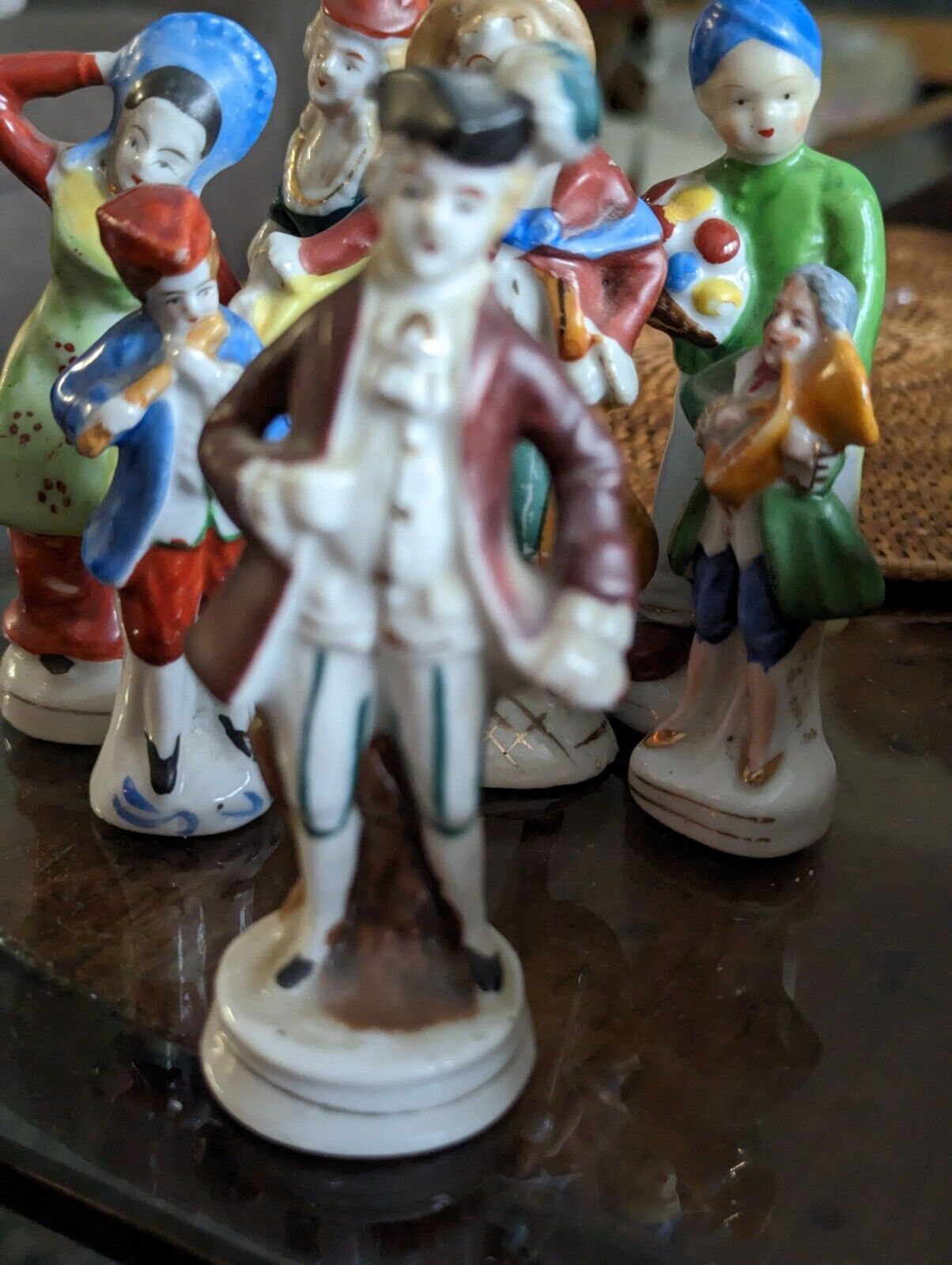 Porcelain Occupied Japan Seven Figurines Lot Mostly Victorian,  All Marked