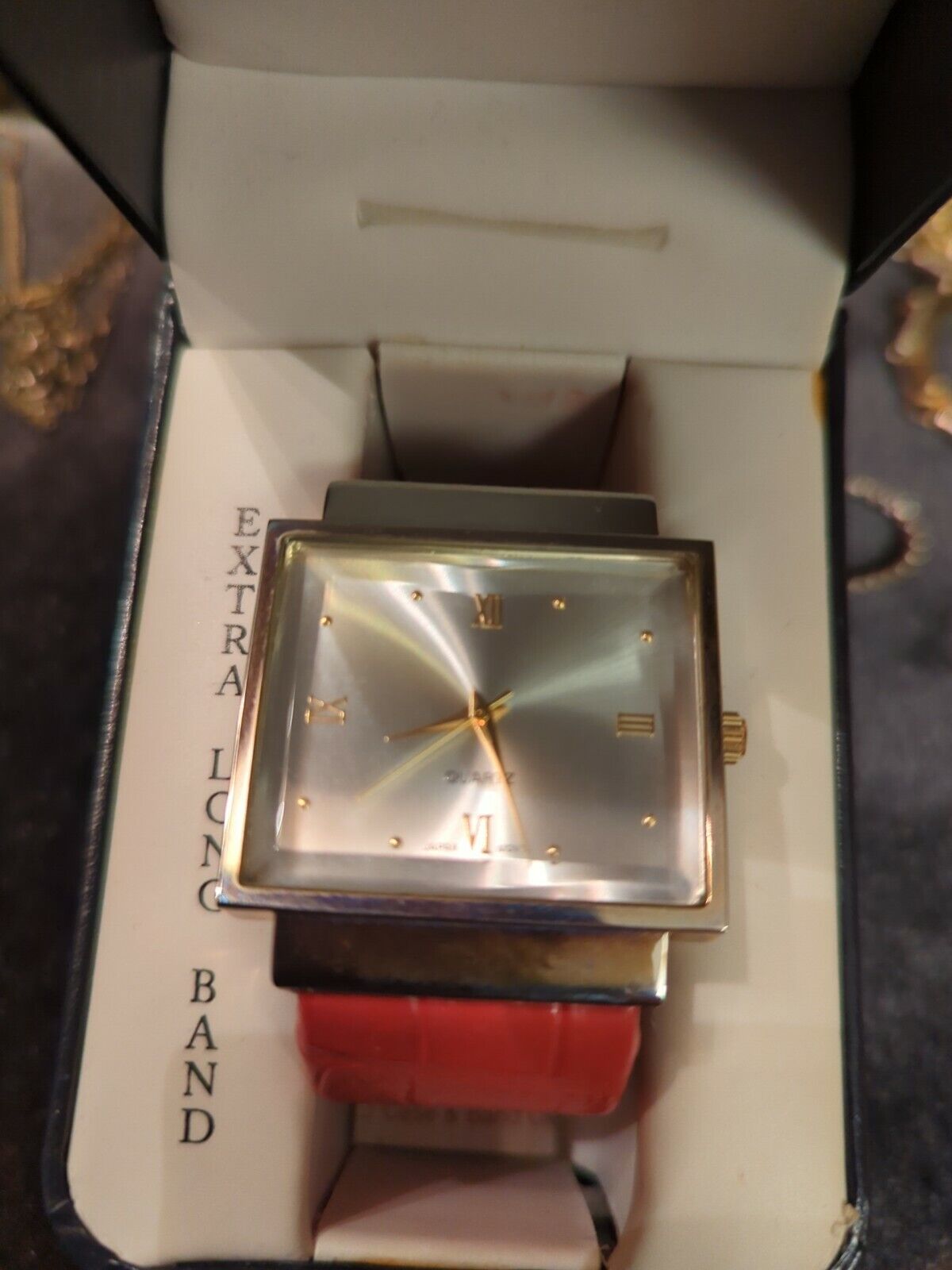 Accutime Novelle Quartz Ladies Watch Red Band Large Face Japan Movement in box