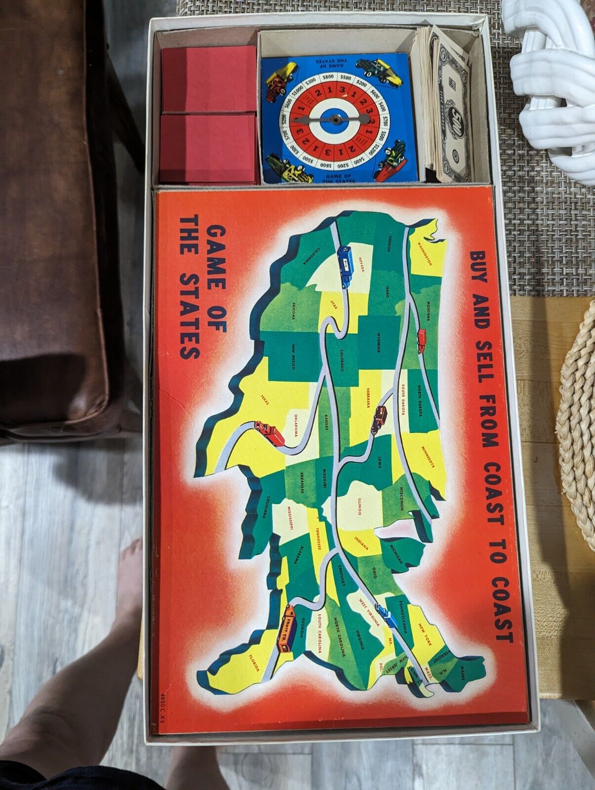 Vintage 1954 Milton Bradley Game of States Board Game COMPLETE Made In USA