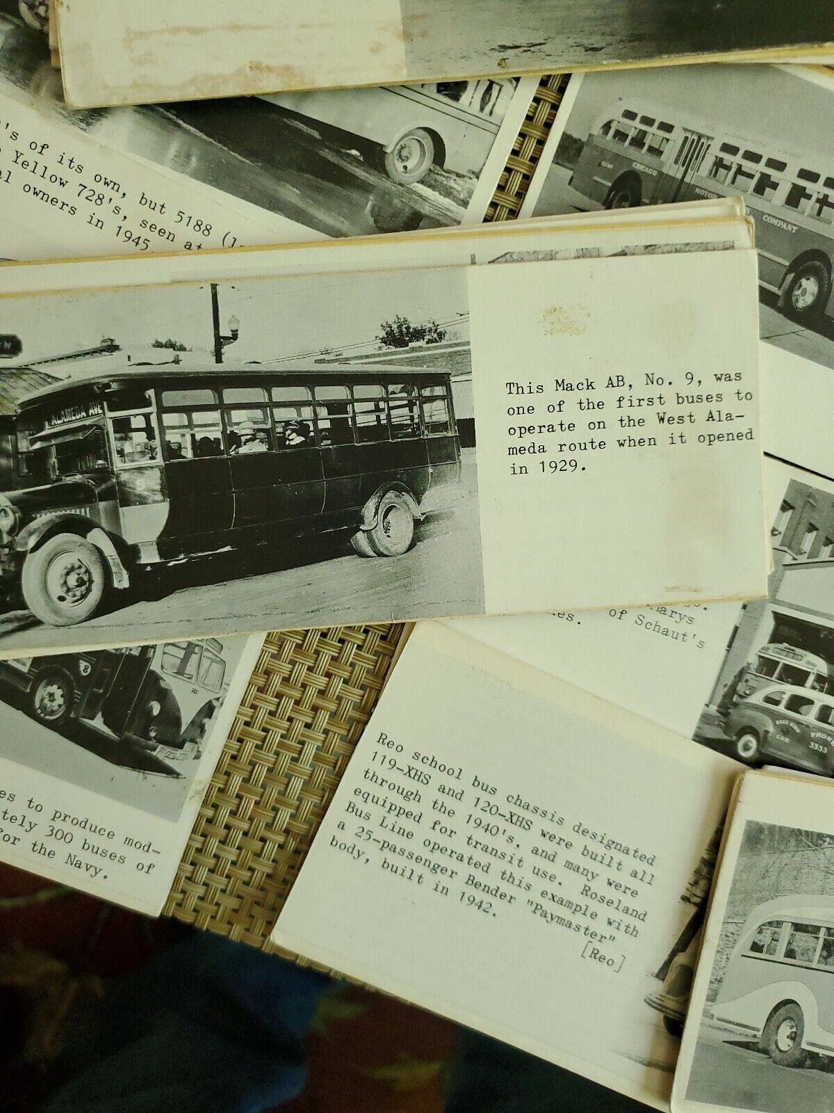 Early 1900s Buses Collection Picture Cards with typed written description.