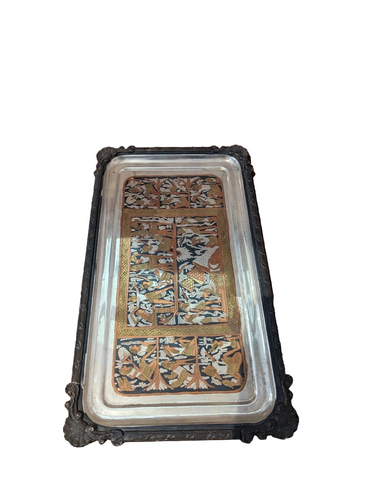 Vintage Egyptian Metal Rectangle Tray 12"X5"