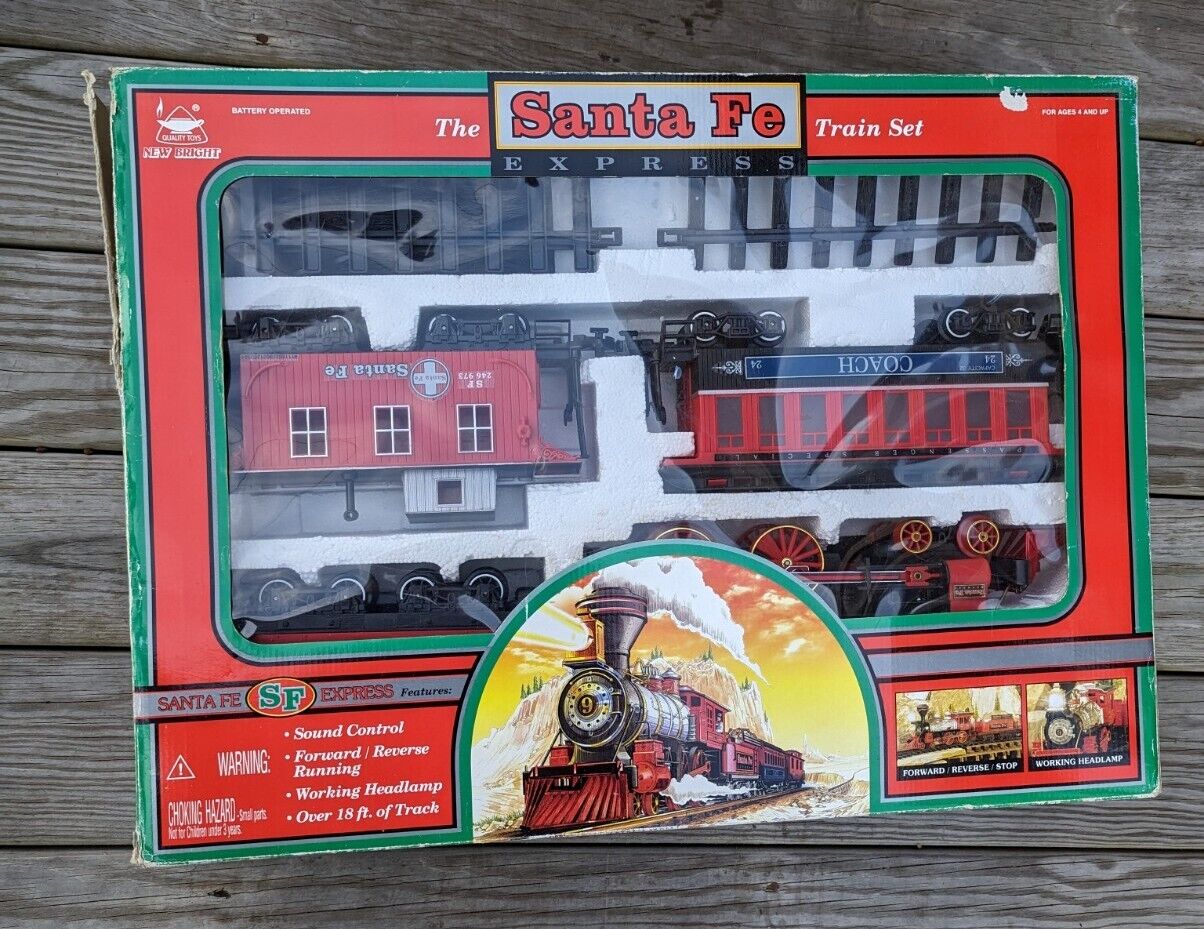 New Bright Industrial Toys SANTA FE Express TRAIN SET w/ Sound & Lights 1999 Box