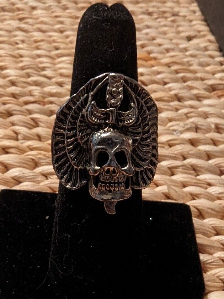 Vintage Skull and Wing Dagger Biker's Ring size 7 Adjustable