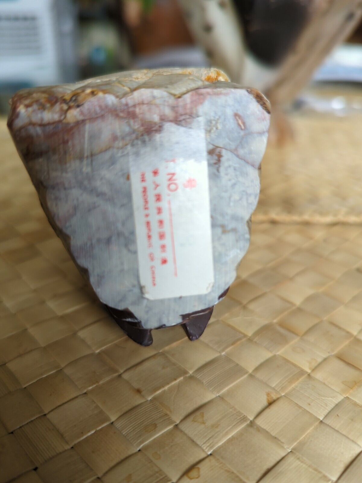 Vintage Asian Beautiful Stone Owl On Perch