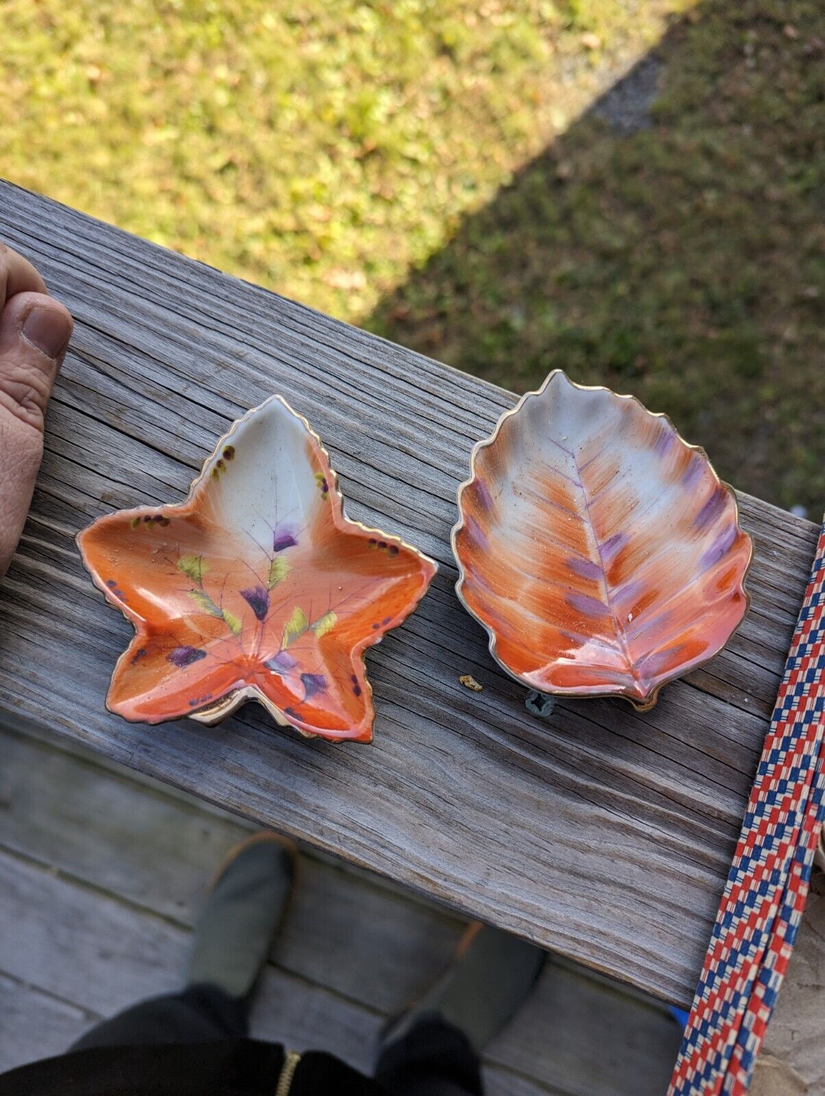 Four Vintage Shofu China Leaves Made In Ocupide Japan In Box Winter/Fall