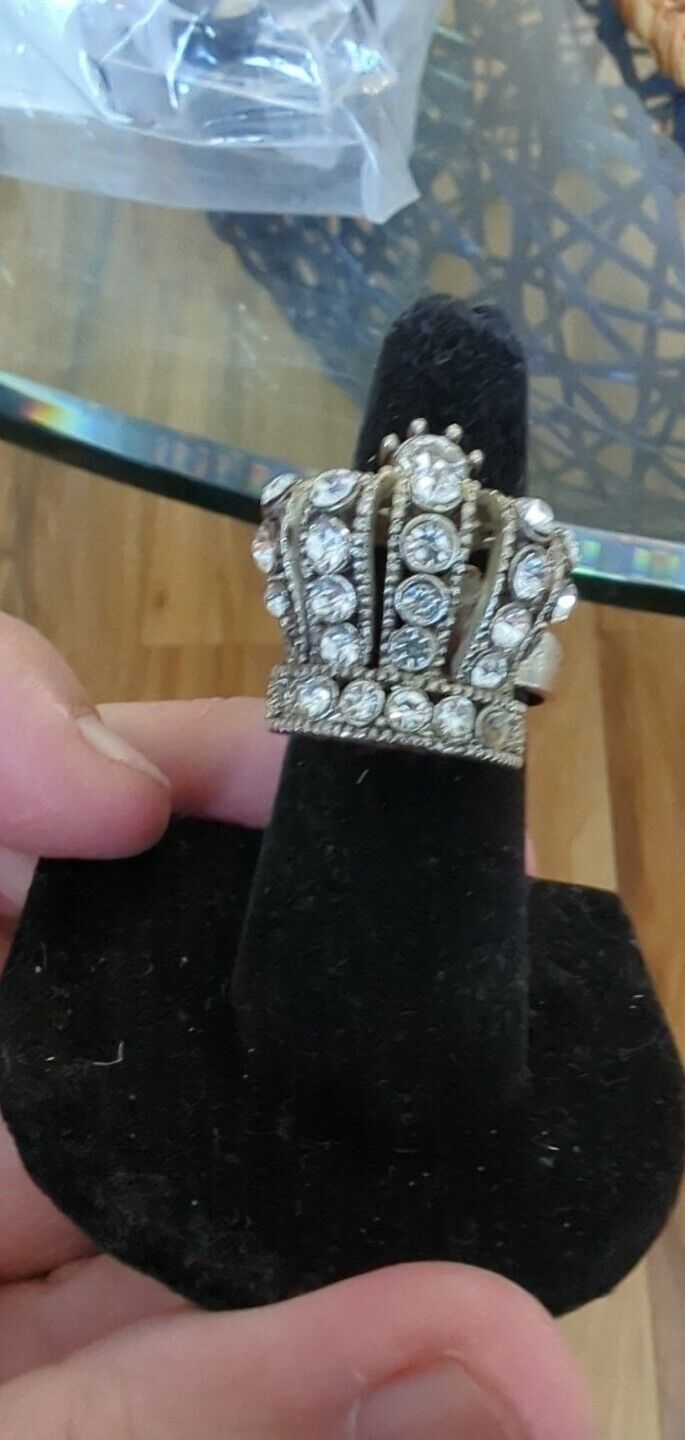 Vintage Royal Crown Ring Size 7 Rhinestone