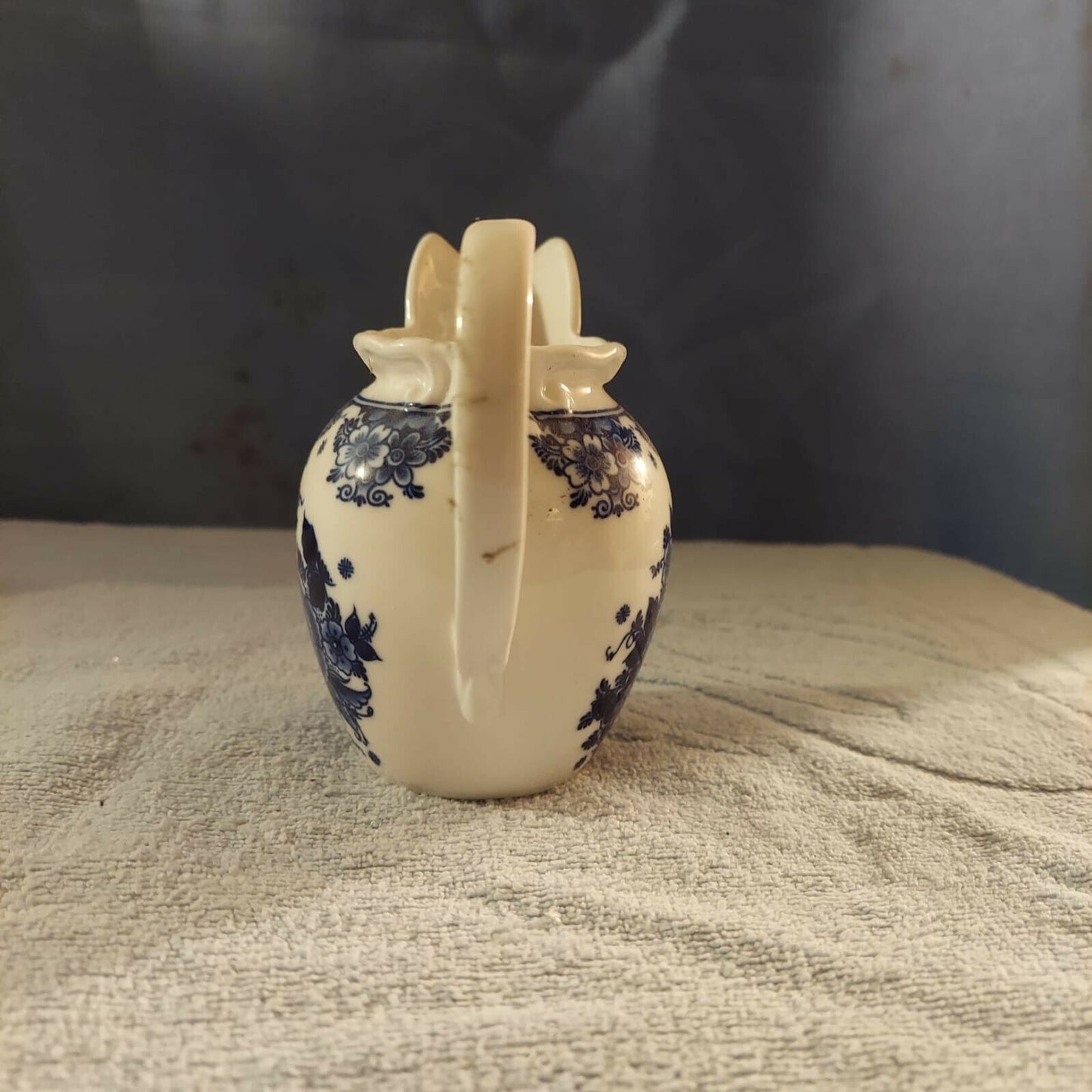 Set of Two London Pottery Blue White Victorian Floral Creamer Pitchers Tea