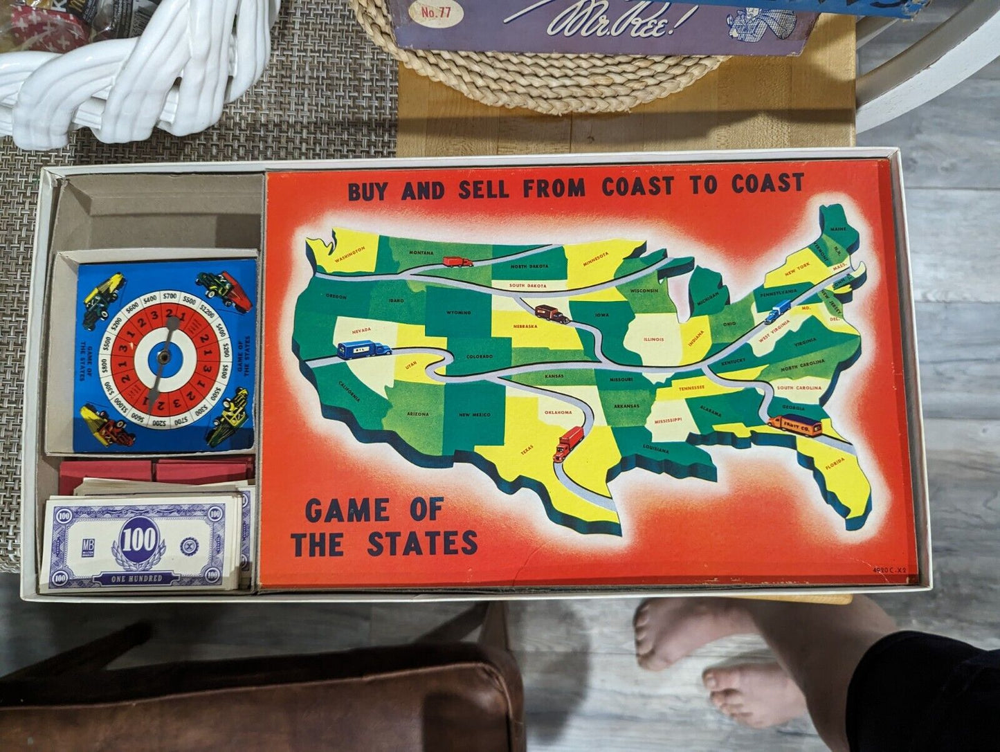 Vintage 1954 Milton Bradley Game of States Board Game COMPLETE Made In USA