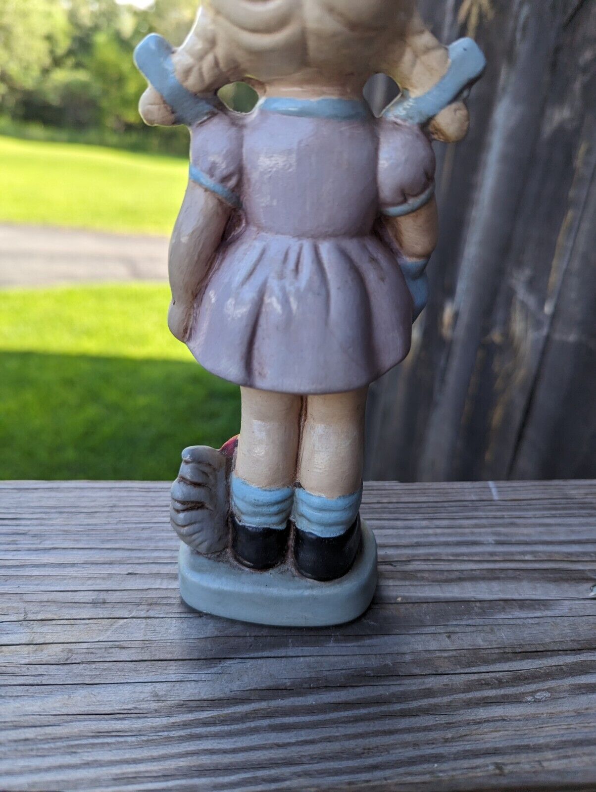 VINTAGE 8" CERAMIC  PORCELAIN COUNTRY FARM GIRL FIGURINE SMU Etched On Bottom