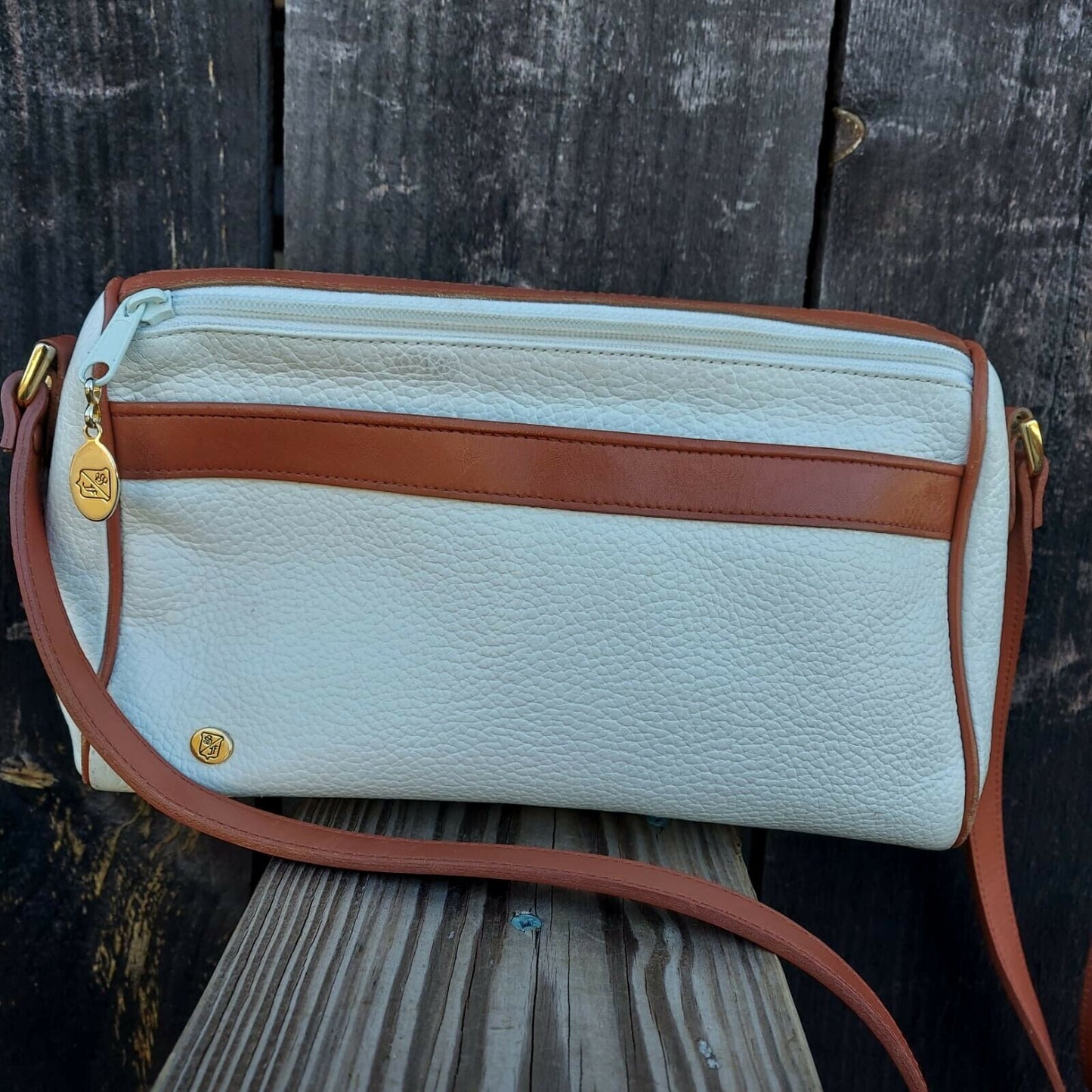 Vintage Smith Forester Cross Body Purse White Leather made in Korea