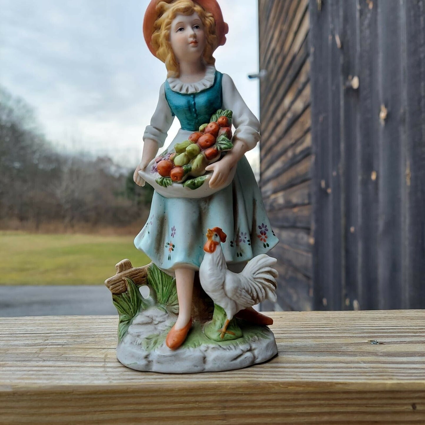 Homco Farm Girl W Harvest  Figurine