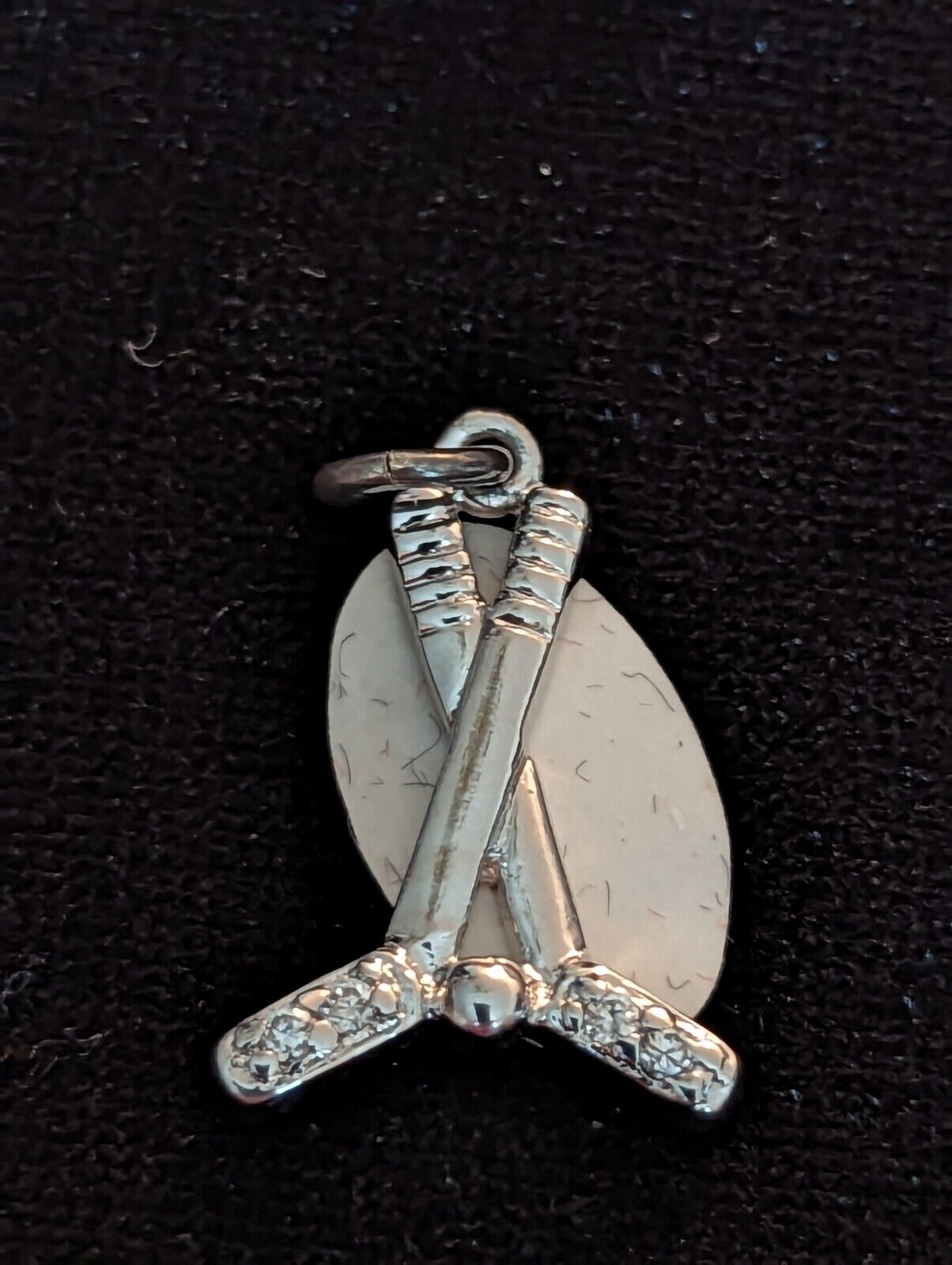 Sterling Silver 2  Hockey Sticks And A Puck Pendant