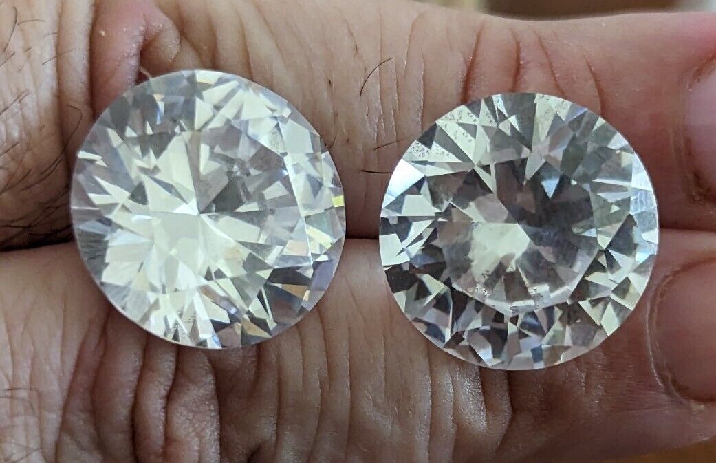 Matched Pair Of Round Lab White Diamonds 41 cts and 42 cts