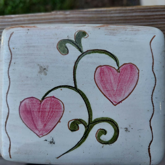 Vintage Stengl Terra Rose Porcelain Jewelry Box Hand Painted. Made in USA