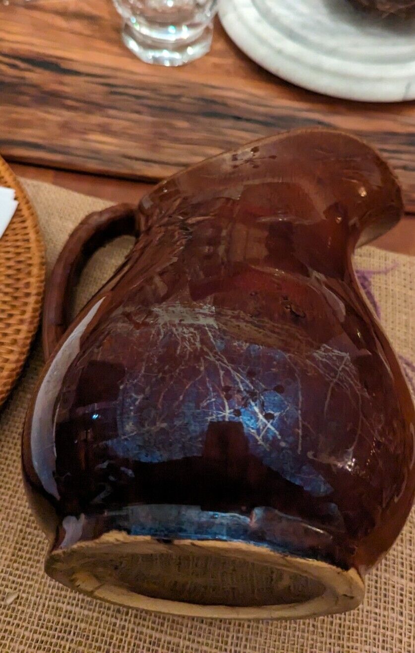 Brown Glazed Pottery Pitcher