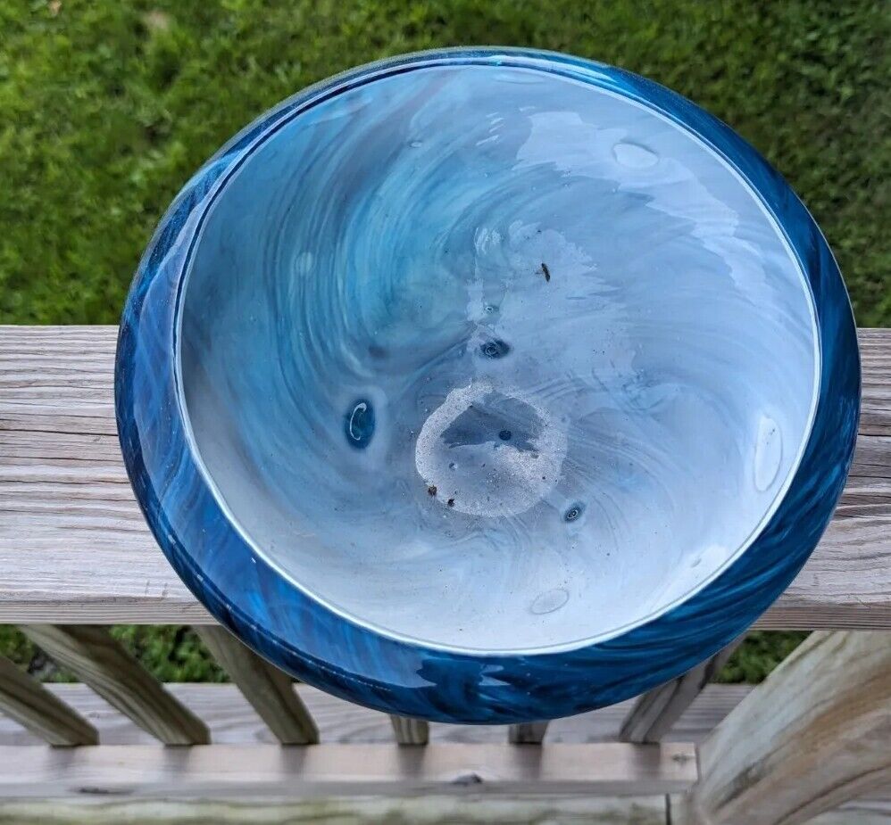 Dynasty Gallery Glass Fantastic Large Blue Bowl 10" Diameter, 5" Hight