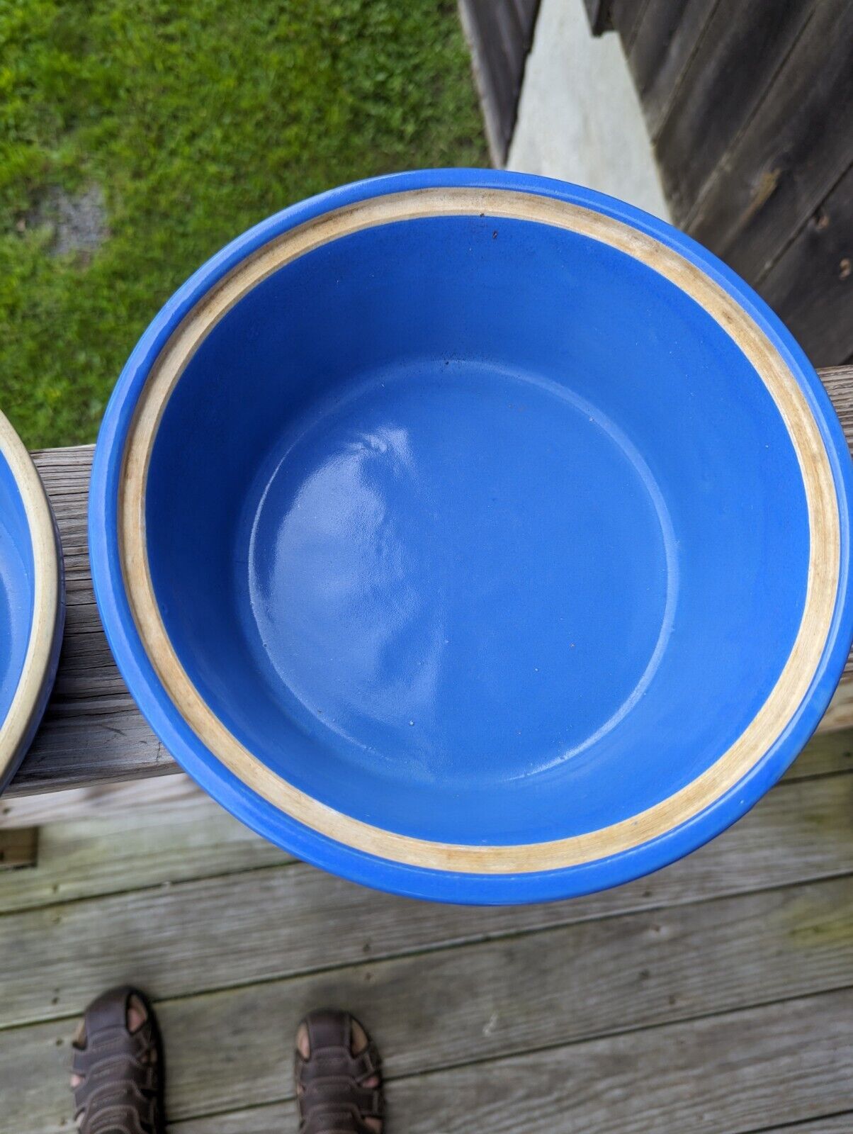 Monmouth Western Stoneware Casserole Dish & Lid Periwinkle Blue Vintage Nice