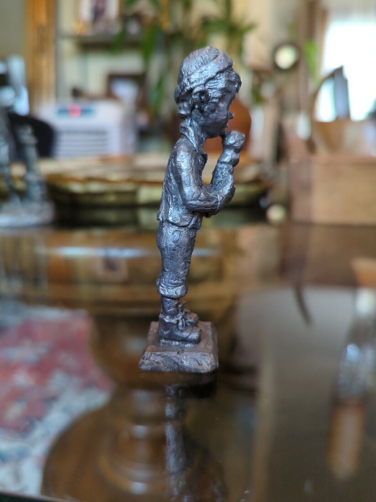 Michael Ricker Pewter  Boy Eating Ice Cream Cone  Figurine  -  Detailed 3" tall