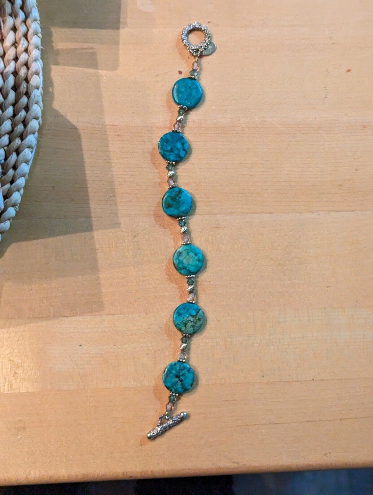 Alexis K S Flat Beaded Turquoise Hande Bracelet