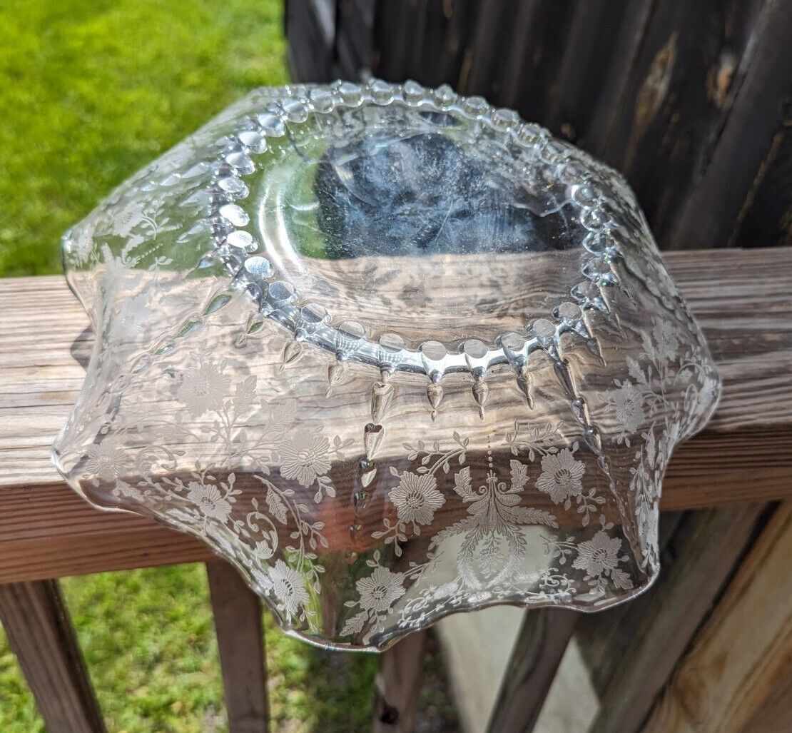 Vintage Ruffled Serving Bowl 1930s/1940s Raised Flower Basket Design 12"...